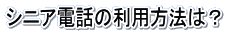 �V�j�A�d�b�̗��p���@�́H